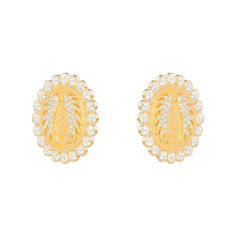 Złote klipsy Swarovski Lucky Goddess - widok pod kątem