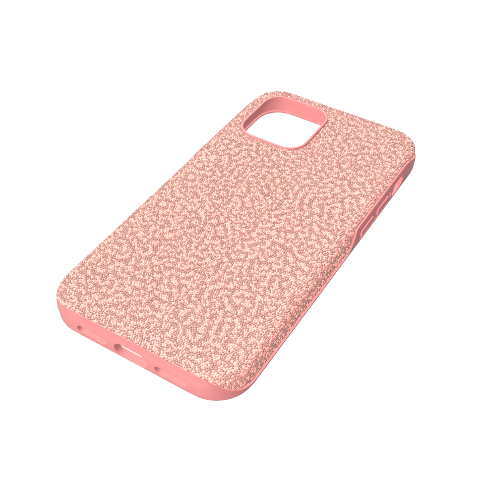 Różowe etui Swarovski High do iPhone 12 i 12 Pro pokazane z perspektywy