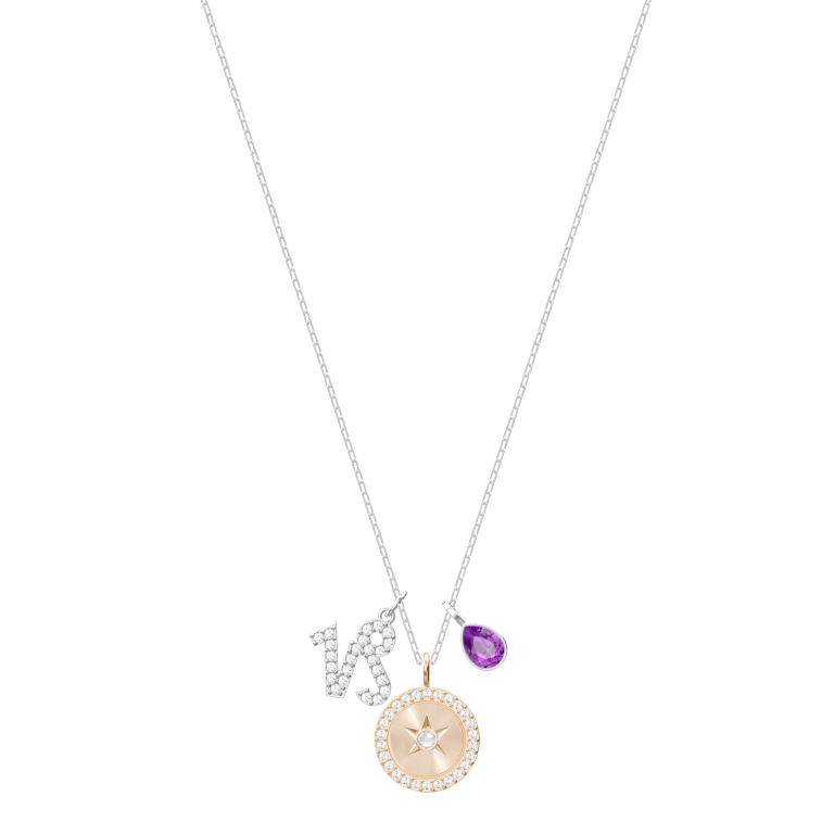 Wisiorek SWAROVSKI Zodiac Koziorożec z fioletowym elementem i łańcuszkiem