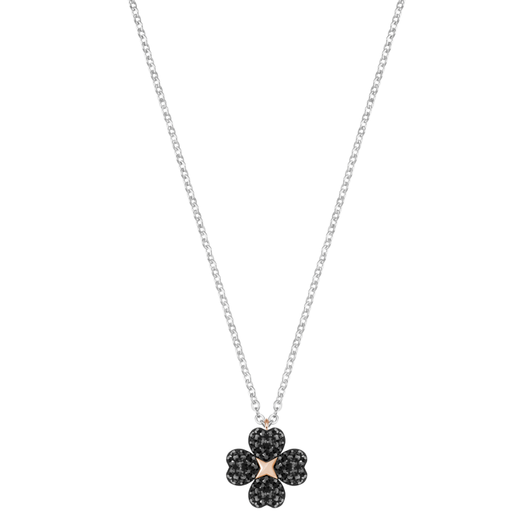 Wisiorek SWAROVSKI Latisha z czarnym motywem kwiatu, widok z przodu