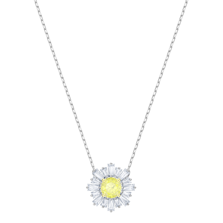 Żółty wisiorek Swarovski Idyllia z motywem słońca na łańcuszku