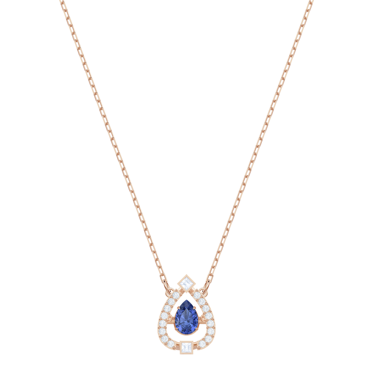 Naszyjnik Swarovski Una z niebieskim kamieniem w odcieniu różowego złota