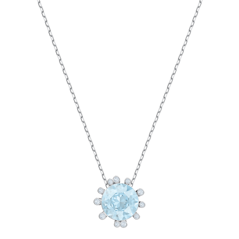 Wisiorek Swarovski Olive w morskim kolorze z łańcuszkiem