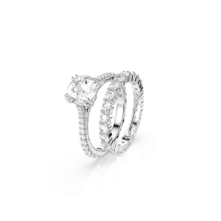 Zestaw dwóch białych pierścionków SWAROVSKI Stilla rozmiar 15 w ujęciu głównym