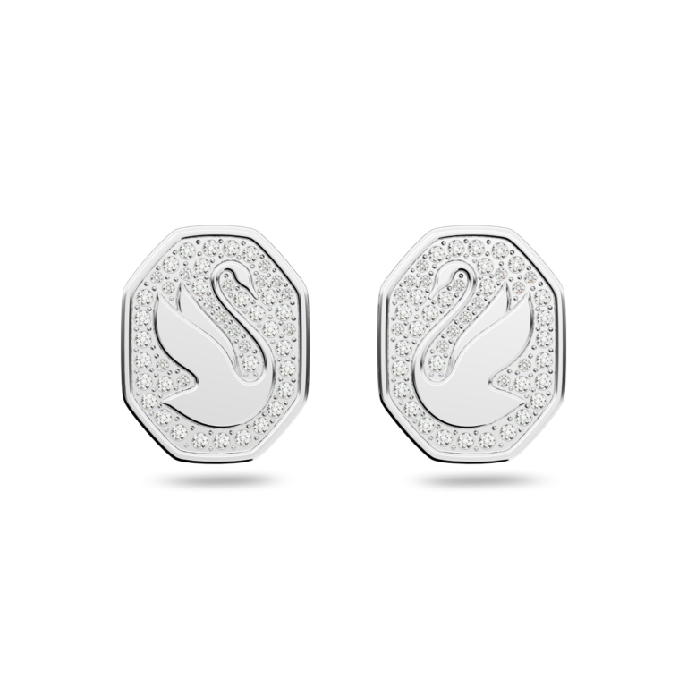 Kolczyki Swarovski Swan z białym łabędziem - widok z przodu