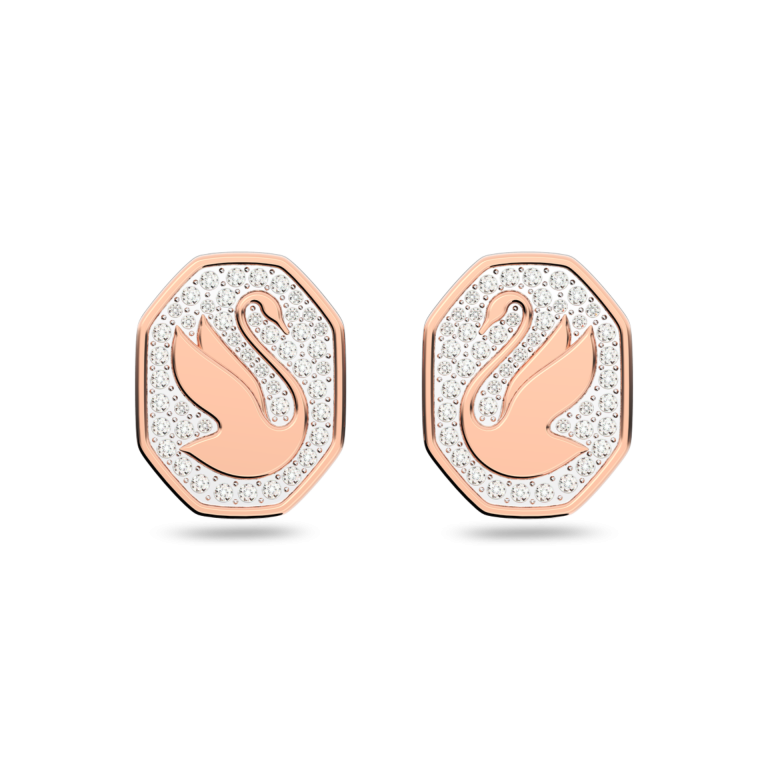 Kolczyki Swarovski Swan w odcieniu różowego złota - widok z przodu