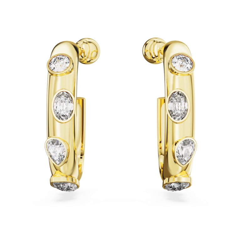 Para białych kolczyków kreoli Swarovski Imber z kryształami