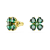 Kolczyki Swarovski Idyllia zielone koniczyny widok z boku