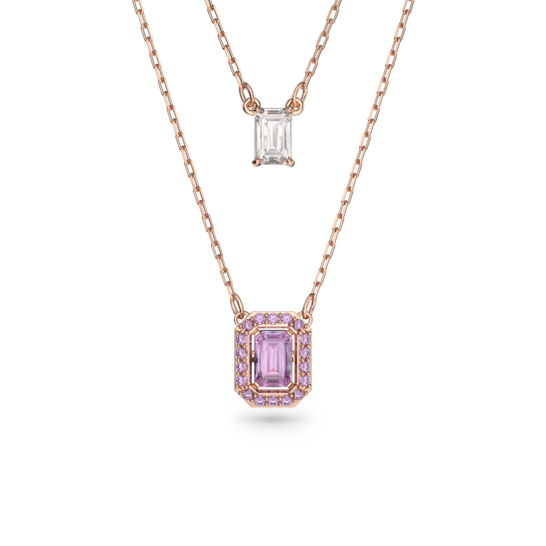 Warstwowy fioletowy naszyjnik Swarovski Una widok z przodu