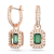 Długie zielone kolczyki Swarovski Una widok z przodu