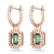Długie zielone kolczyki Swarovski Una w zbliżeniu