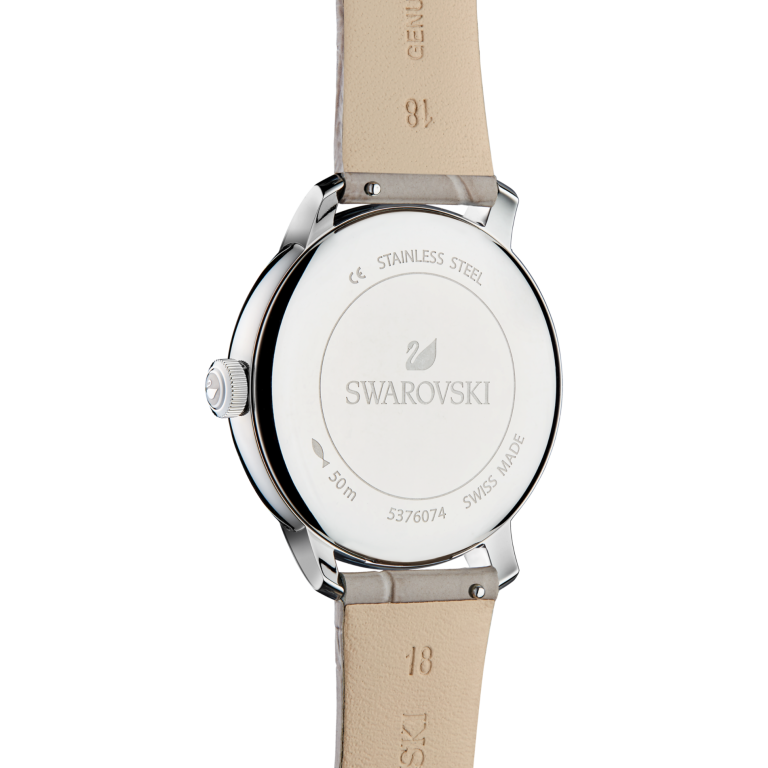 Tył koperty i szary pasek zegarka SWAROVSKI Crystalline Hours