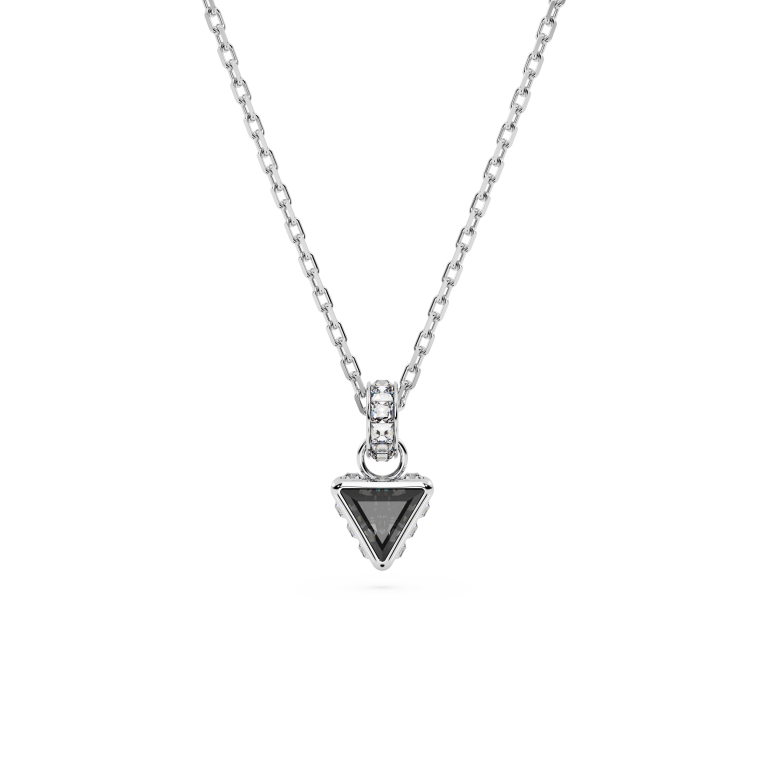 Szary trójkątny wisiorek Swarovski Chroma na srebrnym łańcuszku