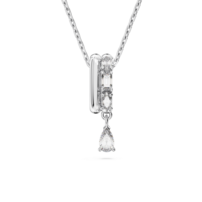 Biały rodowany wisiorek SWAROVSKI Dextera z wiszącą kroplą w widoku głównym