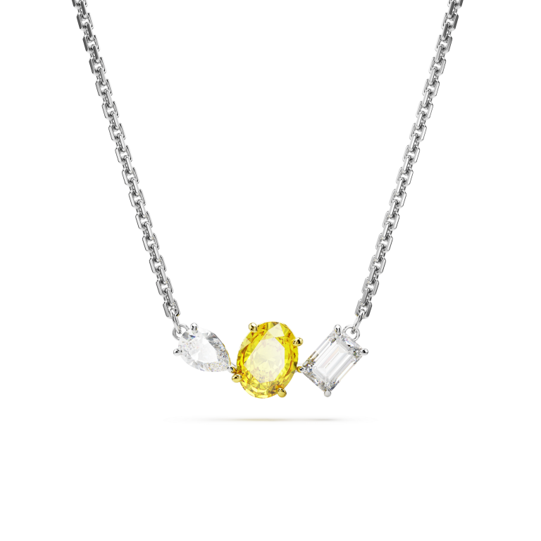 Żółty rodowany wisiorek Swarovski Mesmera z jasnymi akcentami w zbliżeniu