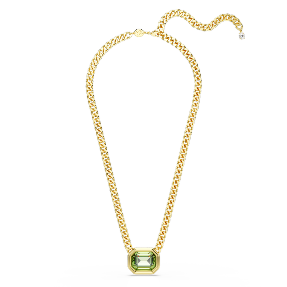 Zielony wisiorek Swarovski Imber ośmiokąt na łańcuszku - widok całego modelu