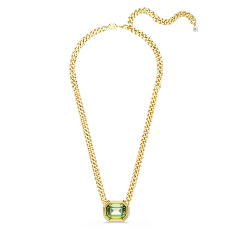 Zielony wisiorek Swarovski Imber ośmiokąt na łańcuszku - widok całego modelu
