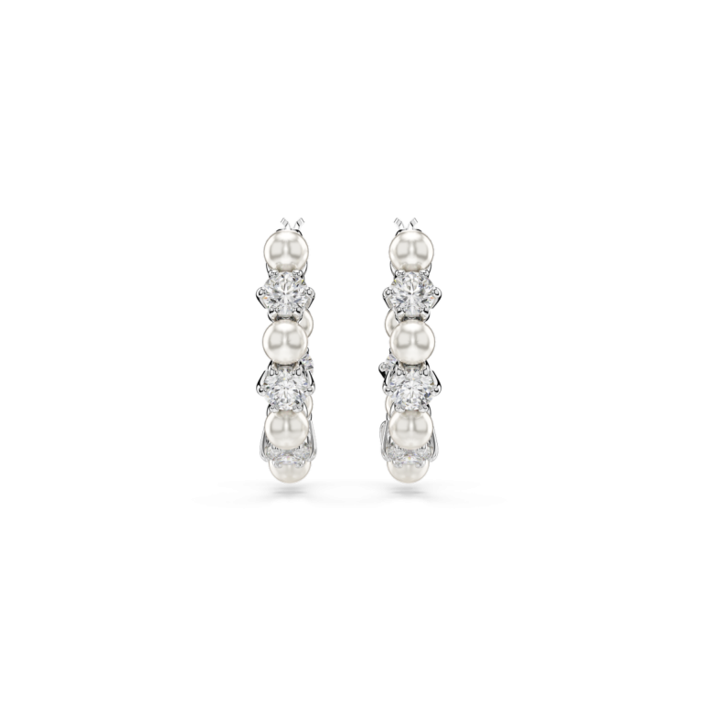 Kolczyki koła SWAROVSKI Matrix z perłami Crystal Pearl i cyrkoniami – widok z przodu