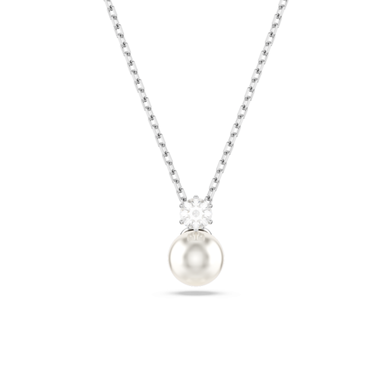 Naszyjnik SWAROVSKI Matrix z białą kryształową perłą na jasnym tle
