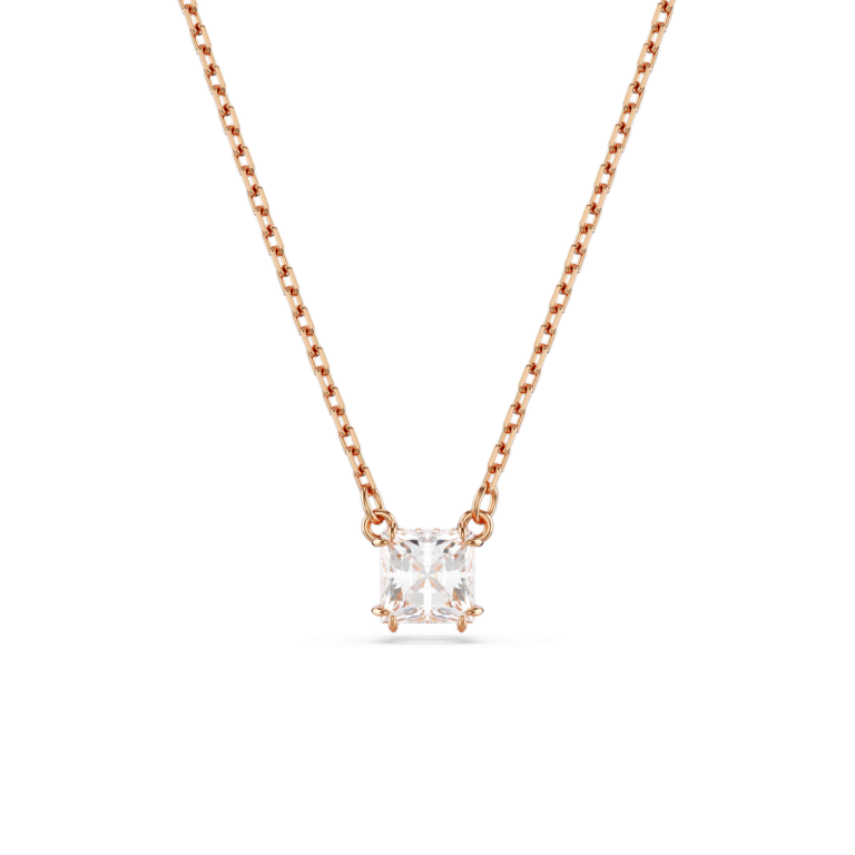 Naszyjnik Swarovski Stilla Attract z kwadratowym kamieniem w odcieniu różowego złota