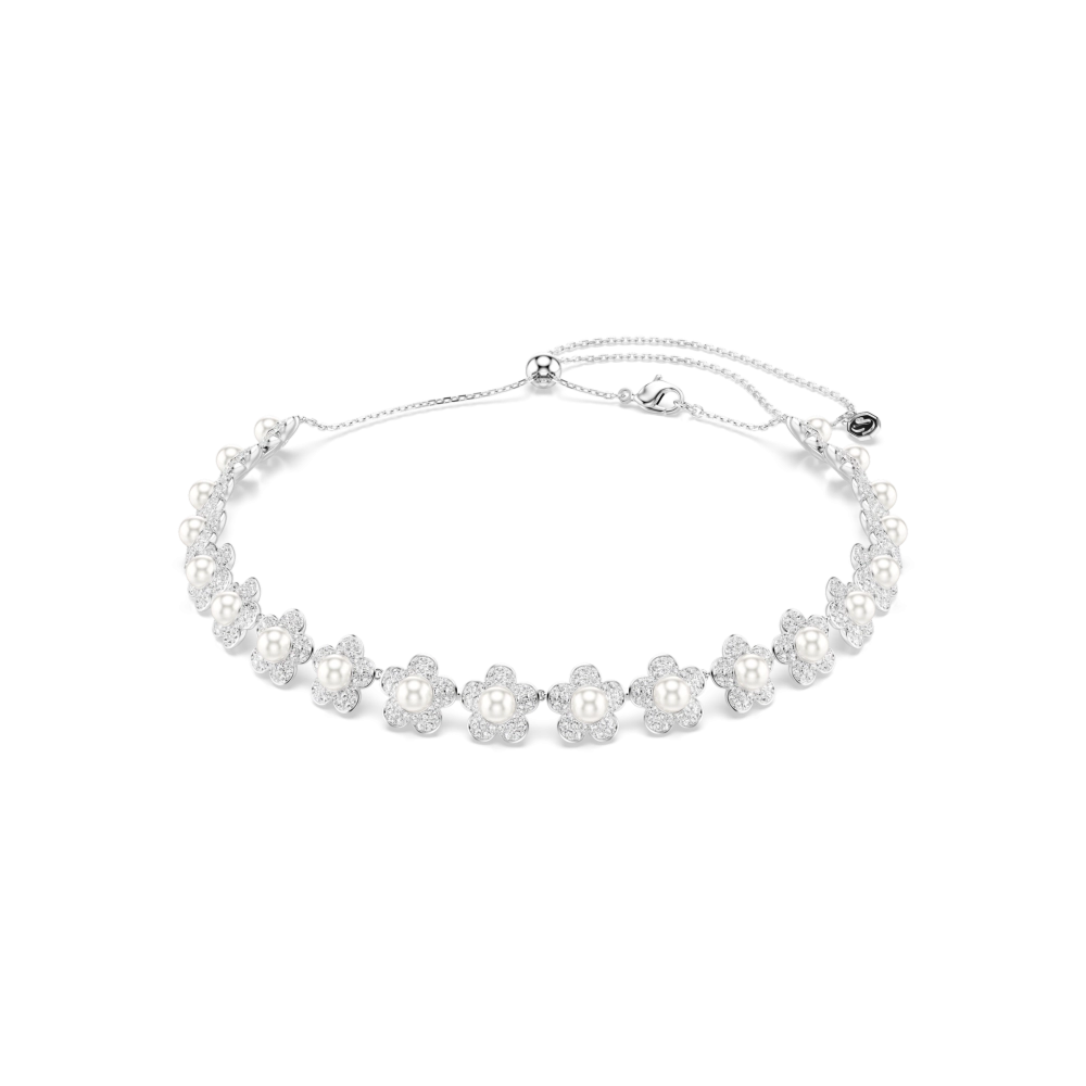 Choker Ariana Grande x Swarovski z kryształowymi perłami i kwiatami, widok z przodu
