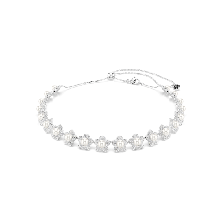 Choker Ariana Grande x Swarovski z kryształowymi perłami i kwiatami, widok z przodu