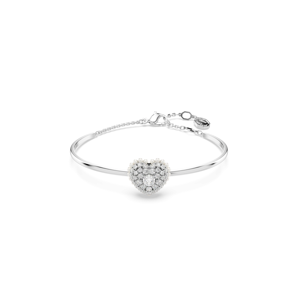Rodowana bransoletka Swarovski Hyperbola z sercem - widok z przodu
