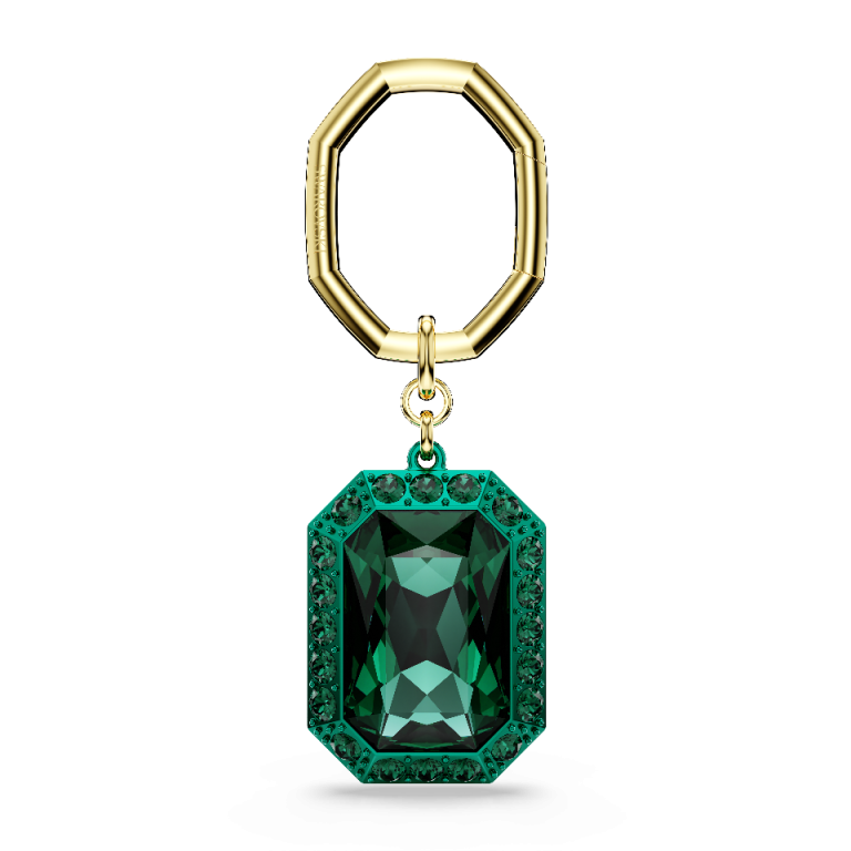 Brelok do kluczy Swarovski z zielonym kryształem widok z przodu