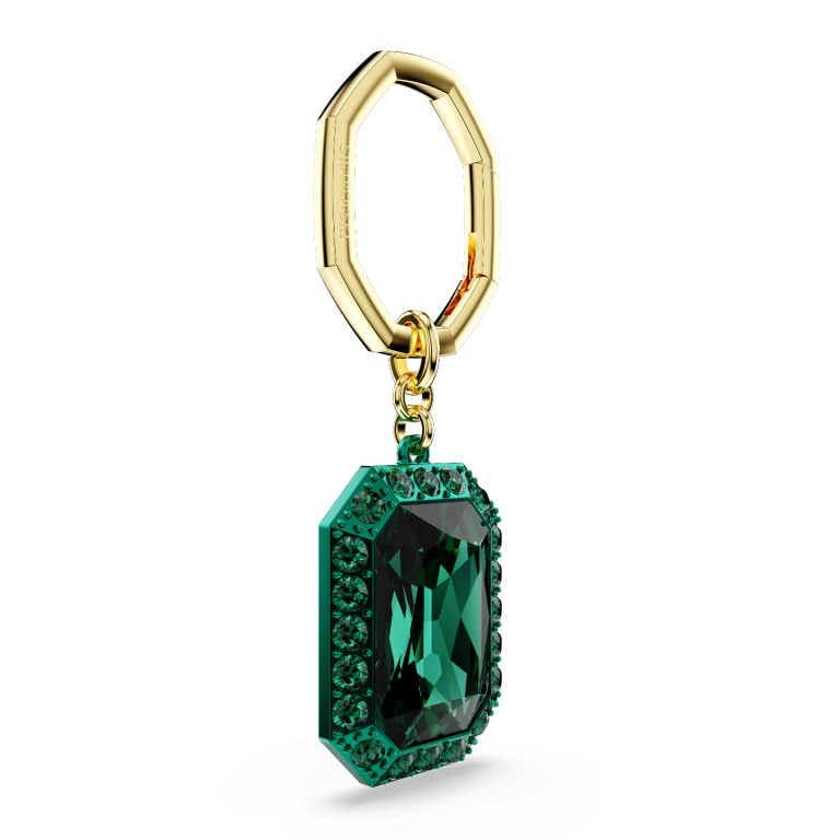 Brelok do kluczy Swarovski z zielonym kryształem widziany z lewej strony