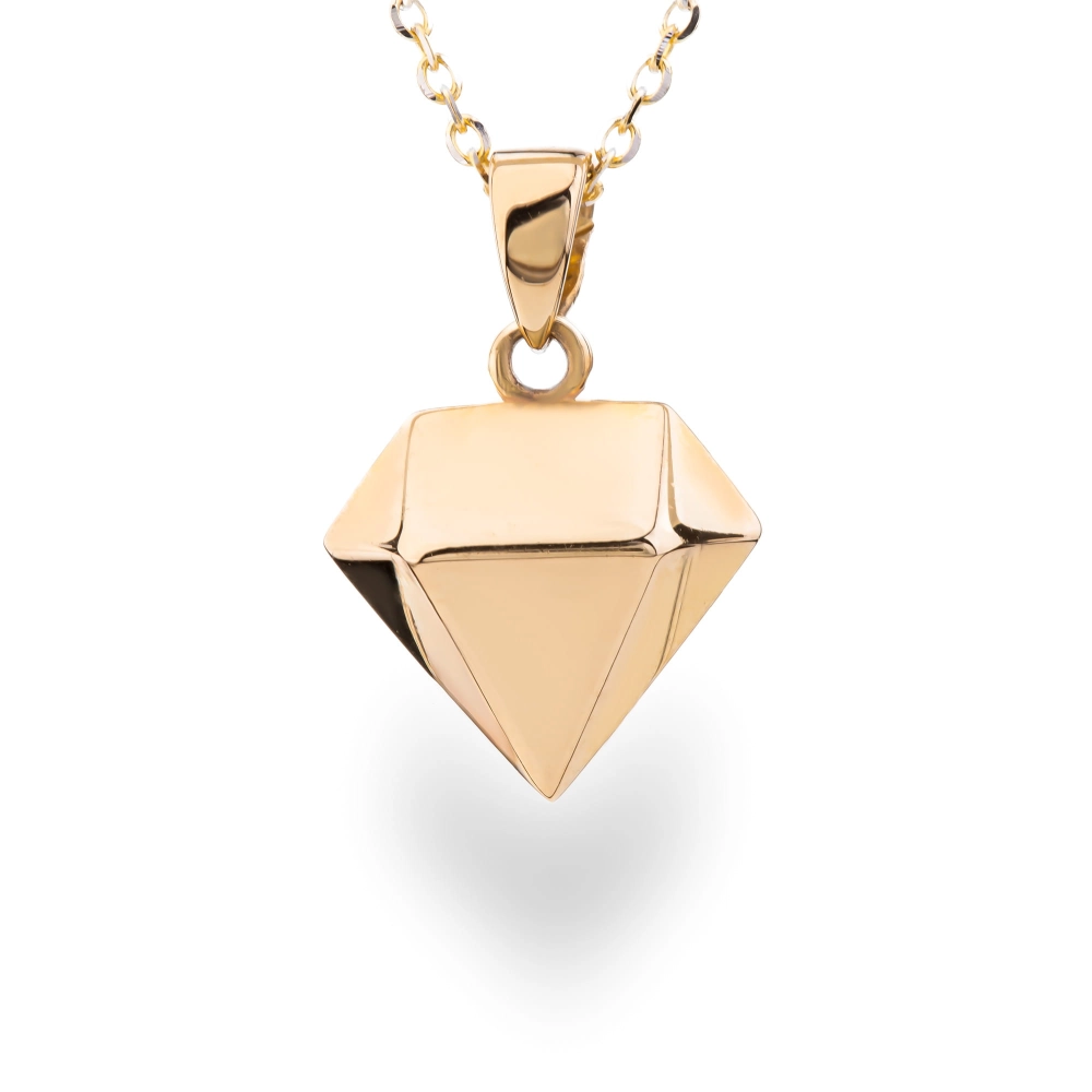 Złota zawieszka 333 w geometrycznym kształcie diamentu na łańcuszku
