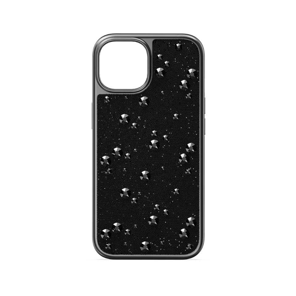 Czarne etui Swarovski High do iPhone 15 widok z przodu