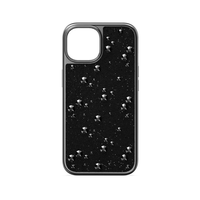 Czarne etui Swarovski High do iPhone 15 widok z przodu