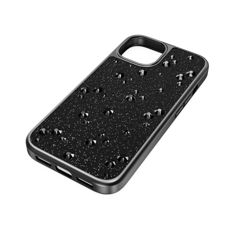 Czarne etui High iPhone 15 Swarovski w ujęciu pod kątem