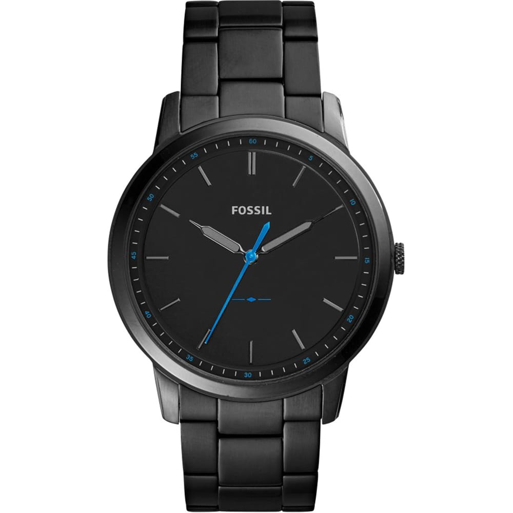 Czarny zegarek FOSSIL Minimalist Slim ze stalową bransoletą z przodu