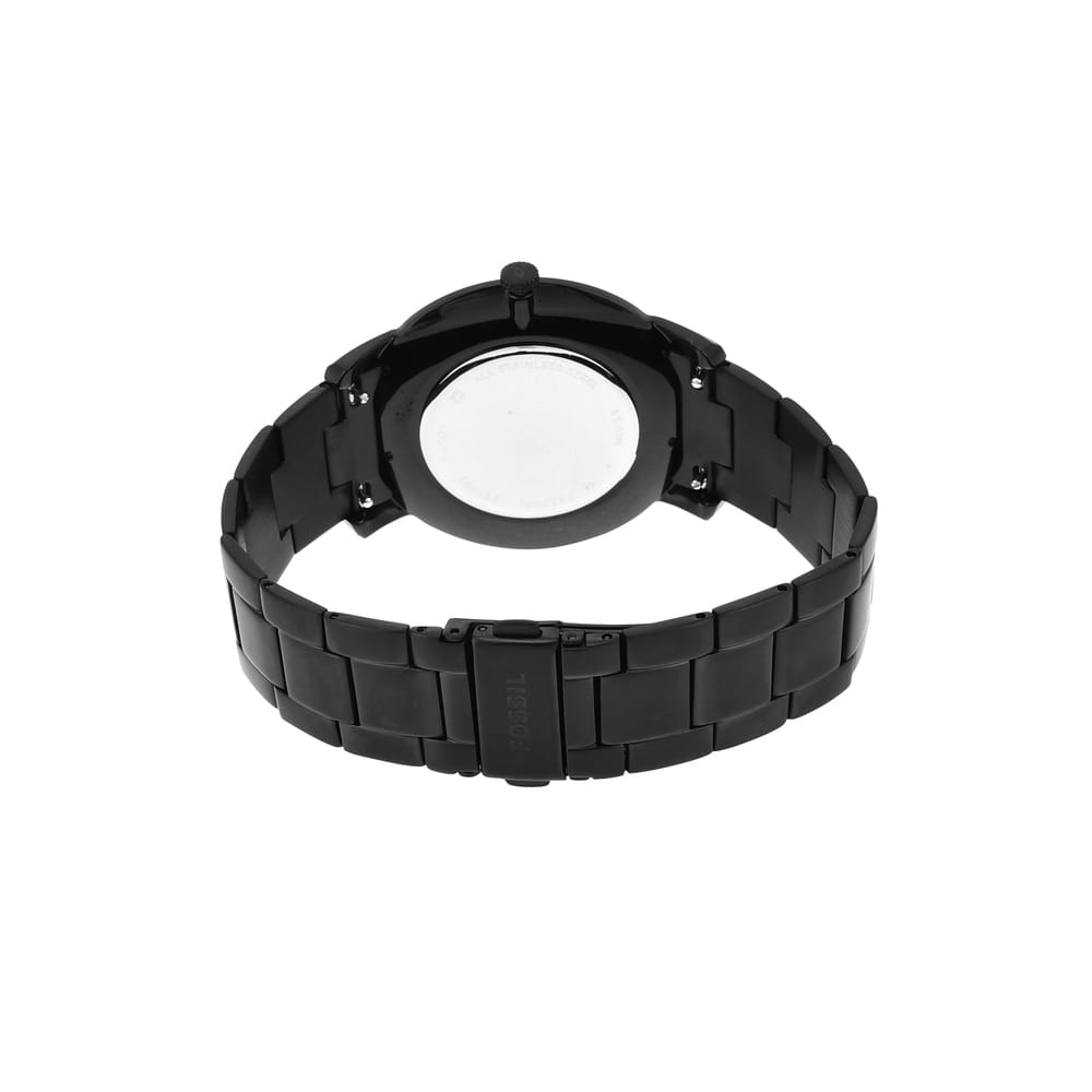 Czarna stalowa bransoleta i dekiel zegarka FOSSIL Minimalist Slim